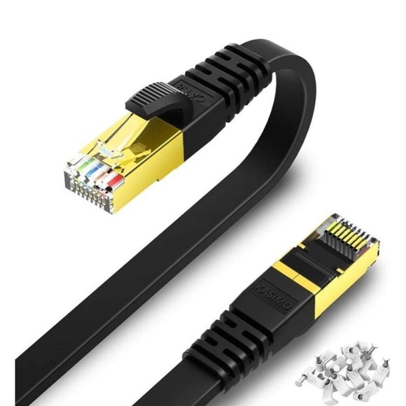 Cat 8 Flat Ethernet Cable 20ft Cat8 High Speed Flat Internet Network LAN Cabl... - Picture 1 of 6